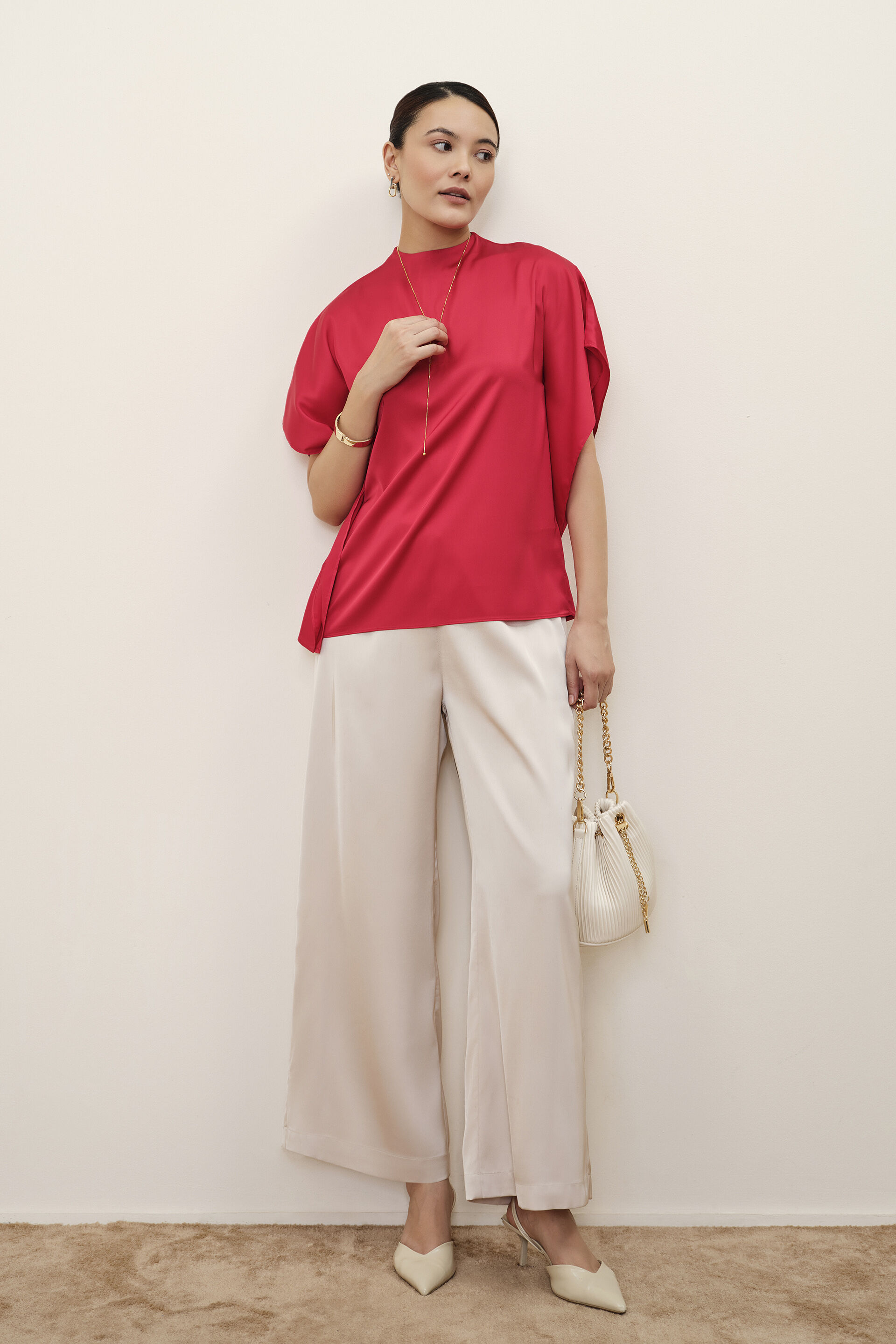 Rose Red Kaftan Top, Red, image 4